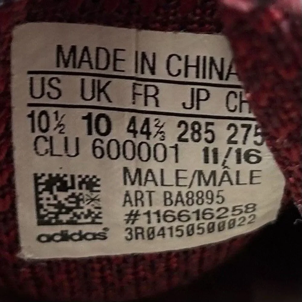 Adidas PureBoost BA8895 Mens Size 10.5 Burgundy Red Athletic Running Shoes Used